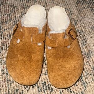 Birkenstock shearling slip on